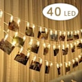 Miniatyrbild 1 av 4: LED-ljusslinga - MC - 40 - 4 m - Batteri - Transparent klipp - Inomhus/Utomhus Vit varm
