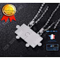 Miniatyrbillede 2 af 4: Pendentiv halskæde - TD® - Geometrisk puslespil - Rustfrit stål - Sølv - 60 cm Pengar
