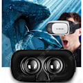 Miniatyrbillede 3 af 4: Sort sort 3D briller headset til telefon, Bluetooth spil fjernbetjening controller med sort, hvid og blå.