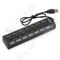 Miniatyrbild 2 av 3: TD® HUB USB 2.0 Adapter 7-portar med LED-switch för PC Tablet USB Flash Drive-anslutning perifer USB-lagringsdator