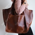 Miniatyrbillede 4 af 4: TD® Ny retro mode Enkel stor taske i blødt læder høj kapacitet en skulder Bærbar tote bucket stor taske