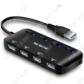 Miniatyrbillede 1 af 4: USB 3.0 Hub Strømstrip, Multi 4 Porte Ultra Slank Multiple USB med individuelle Power Switch-indikatorlys