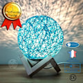 Miniatyrbild 1 av 4: INN Creative USB Rattan Sänglampa för Hem Vardagsrum Sovrum Blå Julklapp