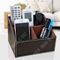 Miniatyrbild 2 av 4: TD® förvaringsbox multifunktionsläder pennhållare multi-cell läder förvaringsbox med fjärrskrivbordssortiment