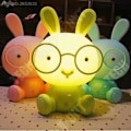 Miniatyrbillede 3 af 4: TD® Sød blå LED kaninlampe til børn - Babylampe til natbord Deko til nat LED - Dekorativt tilbehør til værelset