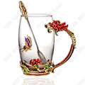 Miniatyrbild 1 av 4: TD® Glas blomma tekopp Europeisk stil kreativ rosa emaljfärg hög temperatur färg vattenkopp present