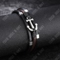 Miniatyrbillede 4 af 4: TD® Personlighed mode anker multilag titan stål Armbånd i læder retro mænds hånd smykker Armbånd i læder 210mm