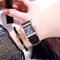 Miniatyrbillede 3 af 4: TD® Gaveæske Dameur - Vandtæt - Øreringe + Ring + Halskæde - Armbånd + Læder Ur Quartz God Kvalitet Smykkesæt Guld