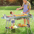 Miniatyrbild 2 av 4: TD® kolgrill Grill för 5-10 personer Vikbar bärbar grill i rostfritt stål för utomhusbruk73x33,2x70 c