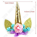 Miniatyrbillede 4 af 4: TD® Unicorn Horn Cake Decoration - Guld Stof Tilføjelse Til Børnefødselsdag