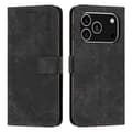 Kompatibel med iPhone 17 Pro Ställfodral Präglade Linjer Läder Telefonskal-lingling} Black Black