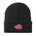 Mjuk vinterstickad mössa med anime Naruto Akatsuki broderad röd molndesign Black