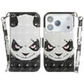 Kompatibel med iPhone 17 Pro Max Fodral Mönstertryck Läder Plånbok Telefonfodral med Handledsrem-lingling} Multicolor Angry Panda