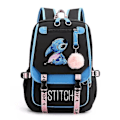 Miniatyrbild 1 av 2: Ny produktkampanj! Högkvalitativ Stitch USB Uppladdningsbar Ryggsäck, Skolväska, Resväska - Perfekt BLÅ