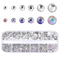 Nageldekorationer i ask med 12 strass-stenar i olika storlekar Silver silver