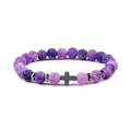 Miniatyrbild 10 av 11: Påskerbjudanden! Högkvalitativt Armband för Män med Naturliga Lavastenpärlor Hematit Kors Rosenkrans Meditation Bön Jesus Armband Kvinnor Yoga Smycken Blue
