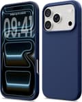 Stødsikkert flydende silikonecover, kompatibelt med iPhone 17 Pro Max, blødt cover til fuld beskyttelse (marineblå). Navy blue iPhone 17 Pro Max