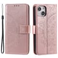 Kompatibel med iPhone 15 Mandala Plånboksfodral - Roséguld Rosa guld pink