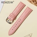 Miniatyrbild 2 av 5: Äkta Läder Armbandsur Rem 16mm 18mm 20mm 22mm Klocka Kvinnor Rosa Röd Vit Armband Remmar Blå Blue 20mm
