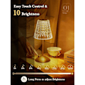 Miniatyrbillede 2 af 5: Hot 2025 Bordlampe Touch Lamper Sengelampe, 10-vejs Dæmpbar Bordlampe til Stue, 3 Farver Lille Lampe til Soveværelse, Genopladelig Crystal Table Lamp