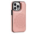 Rosa blommigt magnetiskt plånboksfodral kompatibelt med iPhone 17 Pro, med kortplats för iPhone 17 Pro. iPhone 17 Pro pink