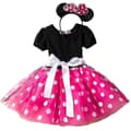Minnie Mouse prikket sløjfe pigekjole til 4-5 år 4-5 Years Rose Red