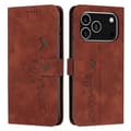 Kompatibel med iPhone 17 Pro Stand Case PU Læder Telefon Cover Præget Hjerte Mønster-lingling}