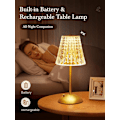 Miniatyrbillede 4 af 5: Hot 2025 Bordlampe Touch Lamper Sengelampe, 10-vejs Dæmpbar Bordlampe til Stue, 3 Farver Lille Lampe til Soveværelse, Genopladelig Crystal Table Lamp