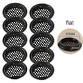 10 svarta cirkulära ventilationsgaller i rostfritt stål, 19-53 mm i diameter, med platta blad. Flat 29mm