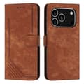 Kompatibel med iPhone 17 Pro Stand Case Prægede Linjer Læder Telefon Cover-lingling} Brown Brown