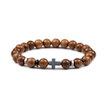 Miniatyrbild 5 av 11: Påskerbjudanden! Högkvalitativt Armband för Män med Naturliga Lavastenpärlor Hematit Kors Rosenkrans Meditation Bön Jesus Armband Kvinnor Yoga Smycken Blue