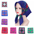 Miniatyrbillede 4 af 5: Hot 2025 Rose Blomsterprint Hovedtørklæde Twill trykt Tørklæde Sjal BLÅ Blue