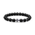 Miniatyrbild 1 av 11: Påskerbjudanden! Högkvalitativt Armband för Män med Naturliga Lavastenar, Hematitkors, Rosenkrans, Meditation, Bön, Jesusarmband, Yoga Smycken för Kvinnor Bright Black