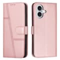Kompatibel med iPhone 17 Läder Telefonfodral Vikbart Ställ Plånbok Flipskydd med Rem --lingling} Pink gold Rose Gold