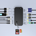 Miniatyrbild 5 av 11: Choetech M52 USB-C Hub - USB-C PD/ USB-C/ USB-A/ HDMI/ VGA/ DP/