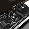 Miniatyrbillede 7 af 10: iPhone 16 Camshield Hybrid Armor Cover med Kamera Beskyttelse og Stander - Sort