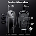 Miniatyrbild 6 av 11: Ugreen MU103 Trådlös Mus Bluetooth 5.0 / USB-mottagare 2.4GHz -