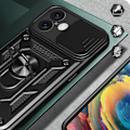 Miniatyrbillede 3 af 10: Beskyttende Hybrid Armor Etui med Kameraskærm & Stand til iPhone 16 Plus - Sort