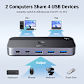 Miniatyrbild 3 av 9: Ugreen CM662 USB 3.0 Växel 2-ingång 4-utgång med 2x USB-A kablar