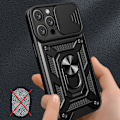 Miniatyrbillede 5 af 10: Hybrid Panser Etui med Kameralinsebeskyttelse og Stand til iPhone 16 Pro - Sort