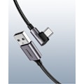 Miniatyrbild 11 av 11: Ugreen USB-A till USB-C Kabel 3A 2m Grå - Vinklad Design