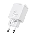 Miniatyrbild 4 av 9: Baseus Compact 20W USB-A/USB-C Snabbladdare PD QC 3.0 Vit CCXJ-B