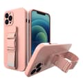 iPhone 12 Pro Geléfodral med rosa rem och kedjeväska