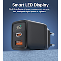 Miniatyrbild 9 av 9: Choetech PD6052 Väggladdare USB-C USB-A 35W GaN med Display - Sv