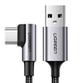 Miniatyrbild 1 av 11: Ugreen USB-A till USB-C Kabel 3A 2m Grå - Vinklad Design