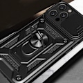 Miniatyrbillede 7 af 10: Hybrid Armor Camshield Etui til iPhone 16 Pro Max med linsebeskyttelse og stand - Sort