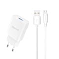Miniatyrbild 1 av 9: Dudao A4EU USB-A Nätladdare 2.1A - Vit + USB-A till Micro USB-Ka