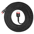 Miniatyrbild 1 av 10: Baseus Cafule USB-A till Lightning Kabel 2A QC 3.0 3m - Svart/Rö
