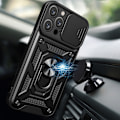 Miniatyrbillede 3 af 10: Hybrid Armor Camshield Etui til iPhone 16 Pro Max med linsebeskyttelse og stand - Sort