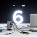Miniatyrbild 9 av 11: Joyroom JR-TCM02 Multiladdare GaN 65W EU 4x USB-C 2x USB-A - Mör